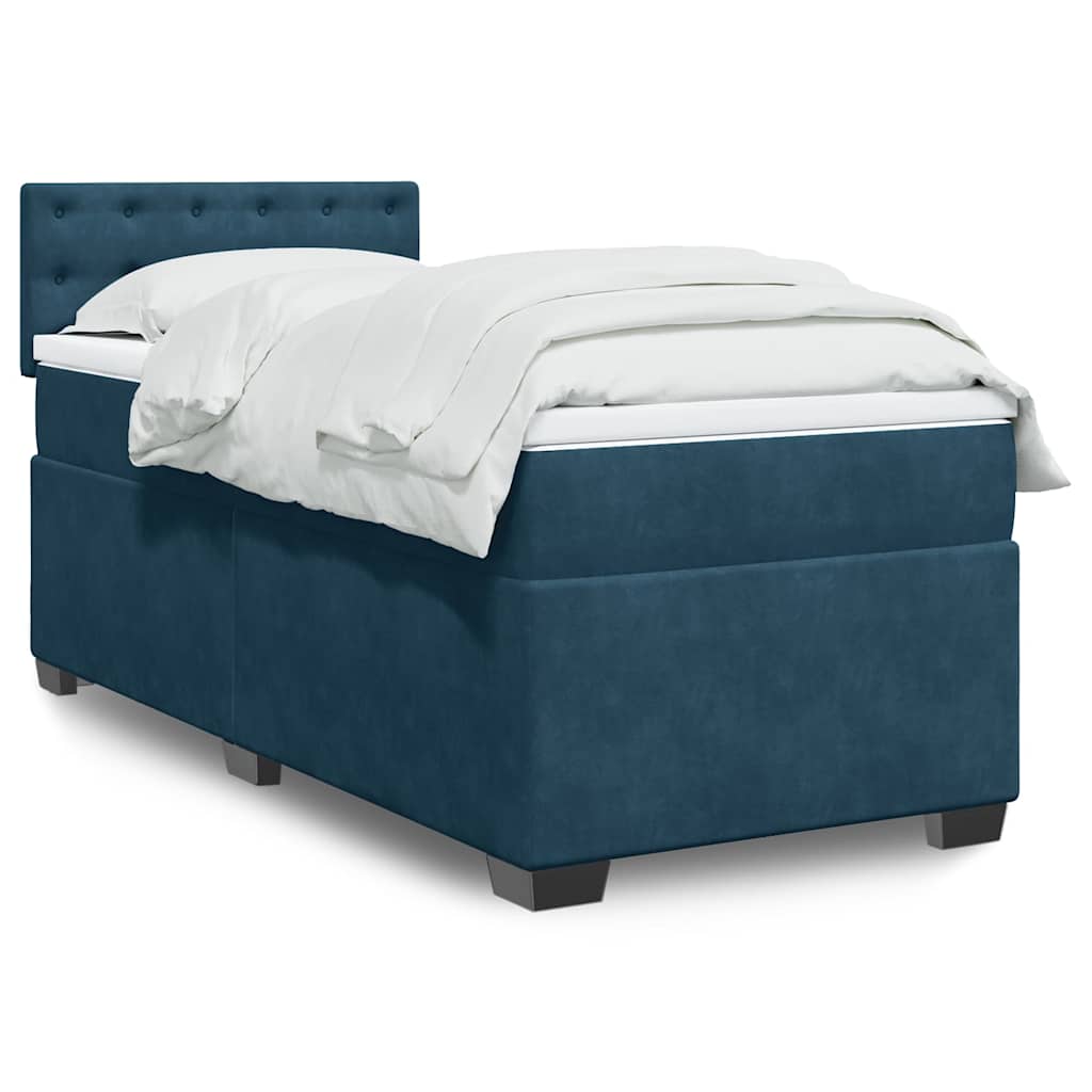Sommier à lattes de lit avec matelas bleu 80x200 cm velours - XIOS