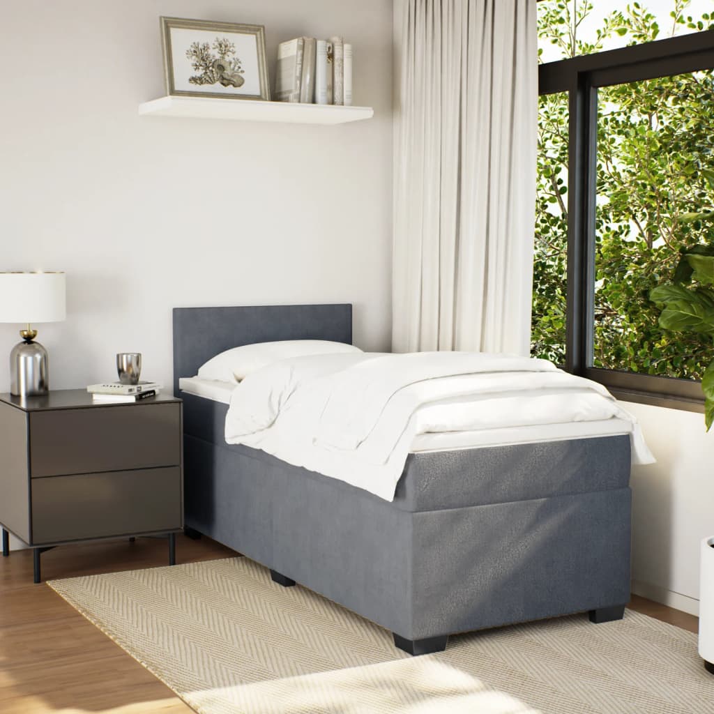 Sommier à lattes de lit et matelas Gris foncé 90x190 cm Velours - XIOS