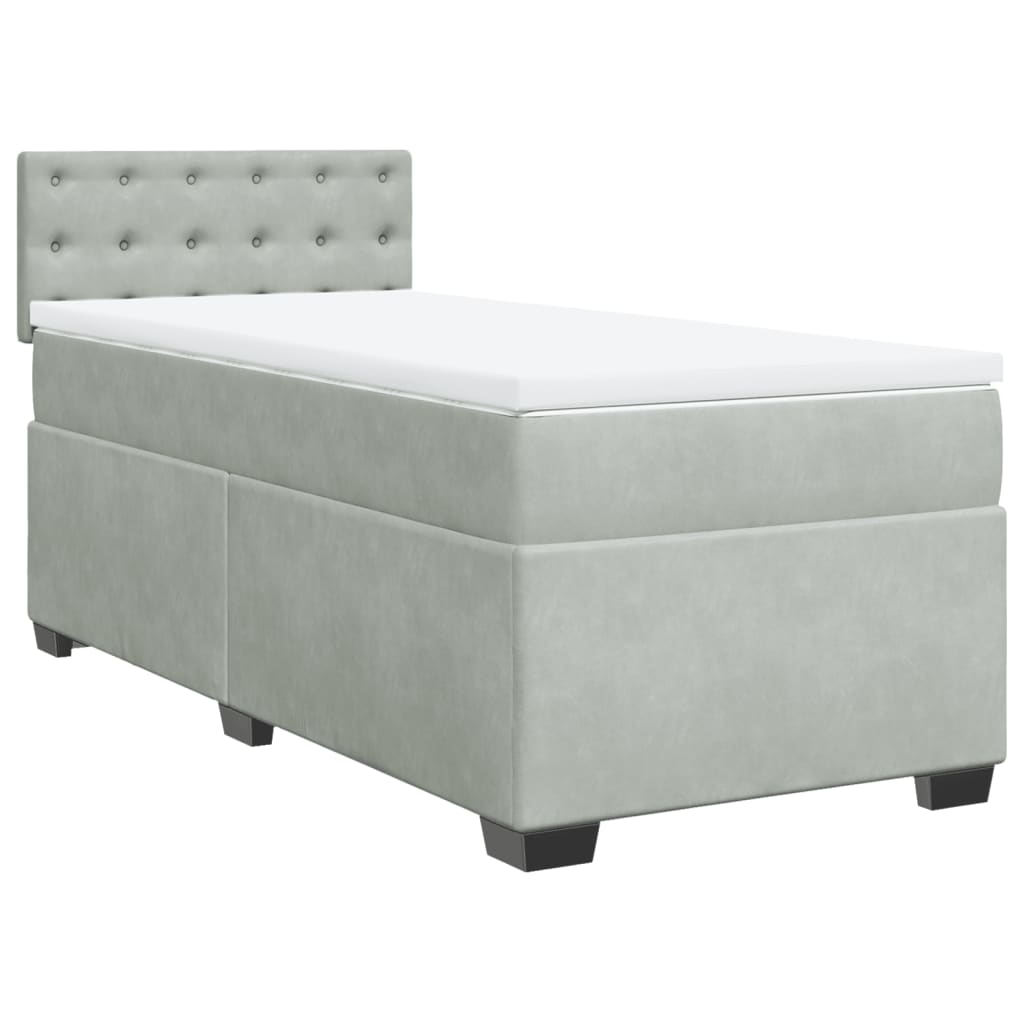 Sommier à lattes de lit et matelas Gris clair 90x190 cm Velours - XIOS