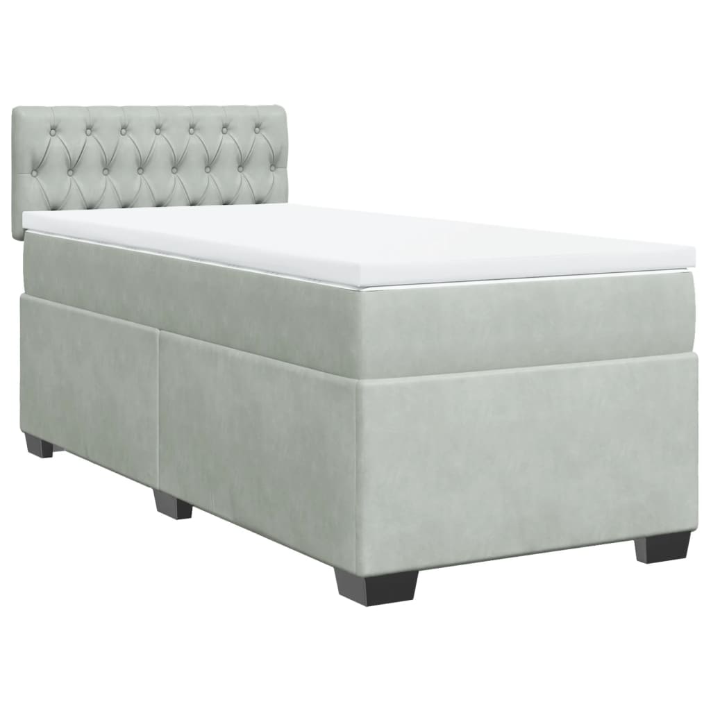 Sommier à lattes de lit et matelas Gris clair 90x190 cm Velours - XIOS