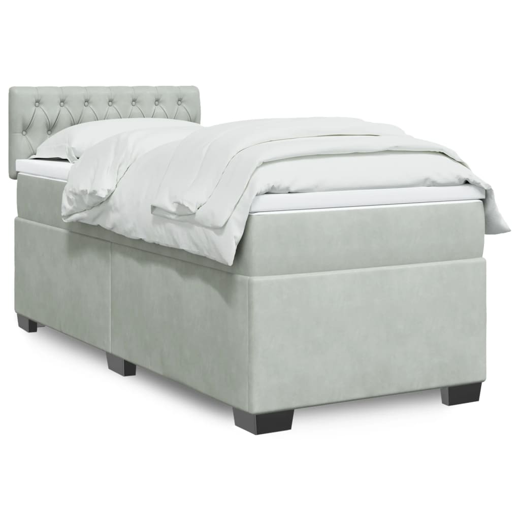 Sommier à lattes de lit et matelas Gris clair 90x190 cm Velours - XIOS
