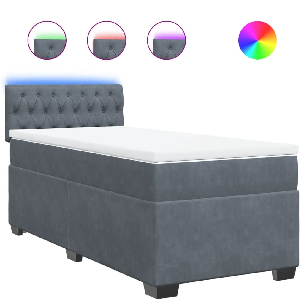 Sommier à lattes de lit et matelas Gris foncé 90x190 cm Velours - XIOS