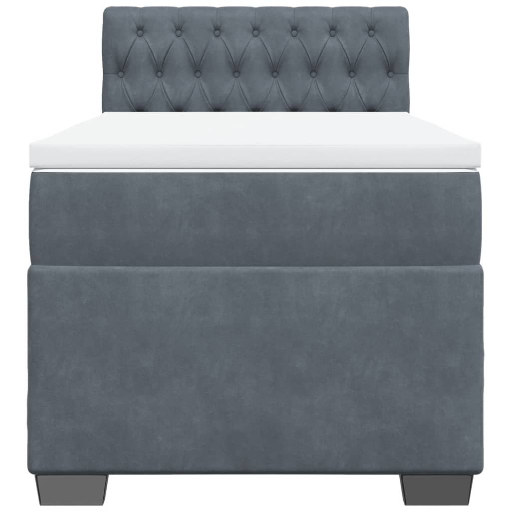 Sommier à lattes de lit et matelas Gris foncé 90x190 cm Velours - XIOS
