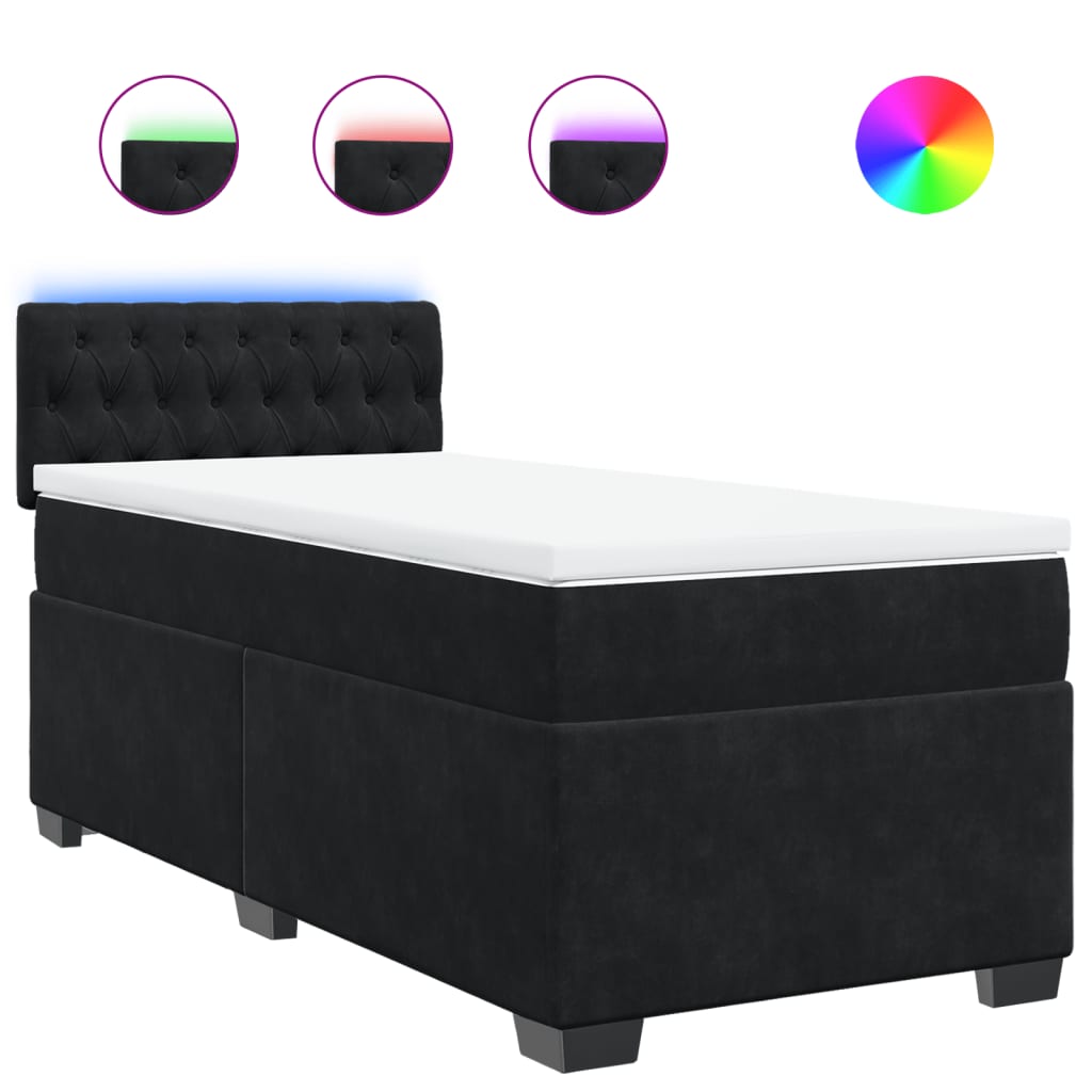 Sommier à lattes de lit avec matelas Noir 90x190 cm Velours - XIOS