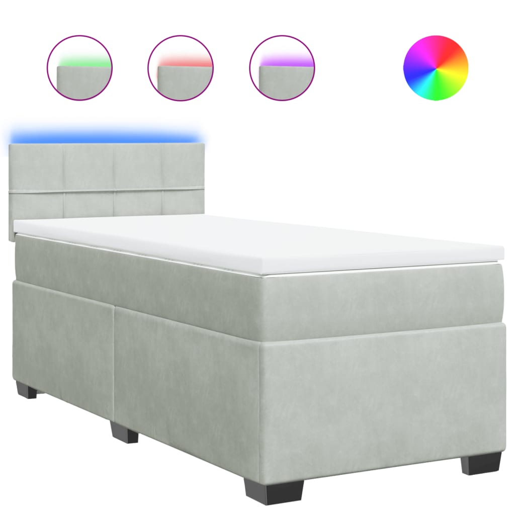 Sommier à lattes de lit et matelas Gris clair 90x190 cm Velours - XIOS