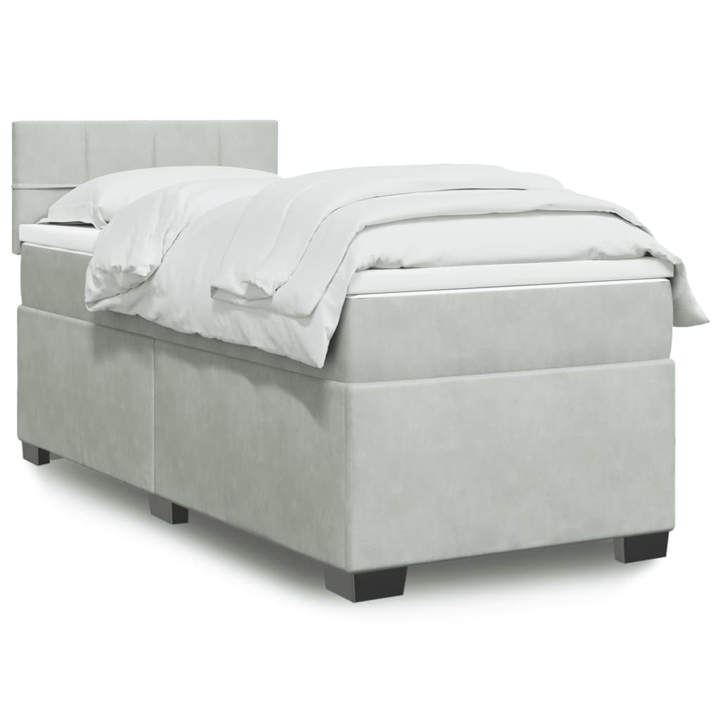 Sommier à lattes de lit et matelas Gris clair 90x190 cm Velours - XIOS