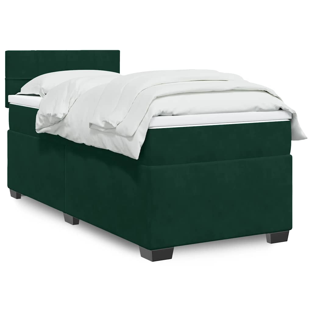 Sommier à lattes de lit avec matelas Vert foncé 90x190 cm