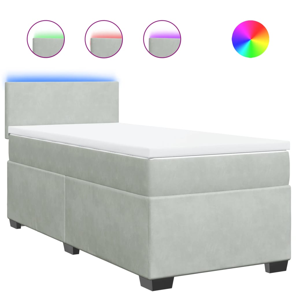 Sommier à lattes de lit et matelas Gris clair 90x200 cm Velours - XIOS