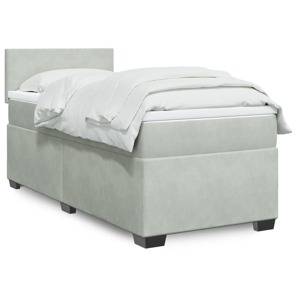 Sommier à lattes de lit et matelas Gris clair 90x200 cm Velours - XIOS