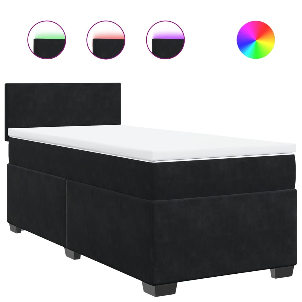 Sommier à lattes de lit avec matelas Noir 90x200 cm Velours