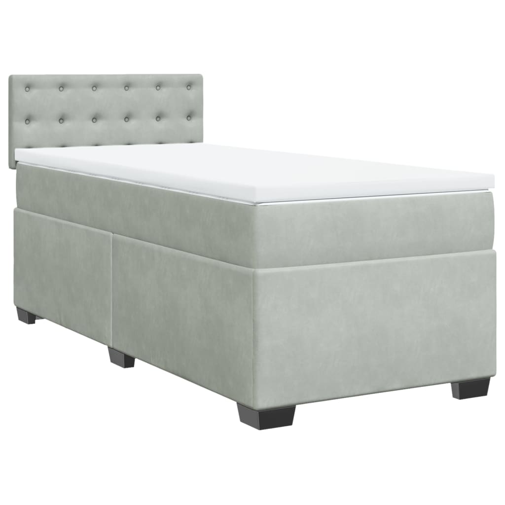 Sommier à lattes de lit et matelas Gris clair 90x200 cm Velours - XIOS