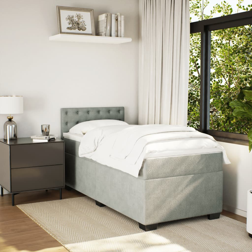 Sommier à lattes de lit et matelas Gris clair 90x200 cm Velours - XIOS