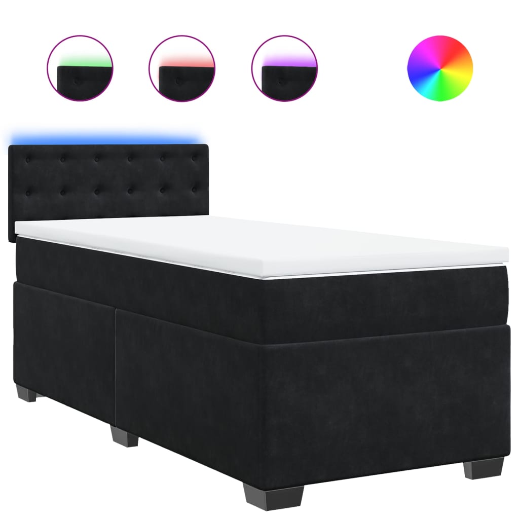 Sommier à lattes de lit avec matelas Noir 90x200 cm Velours - XIOS