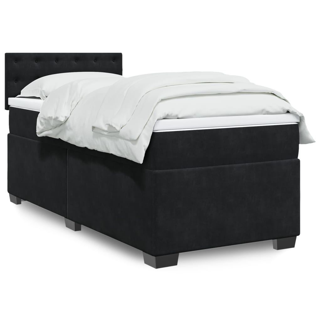 Sommier à lattes de lit avec matelas Noir 90x200 cm Velours - XIOS