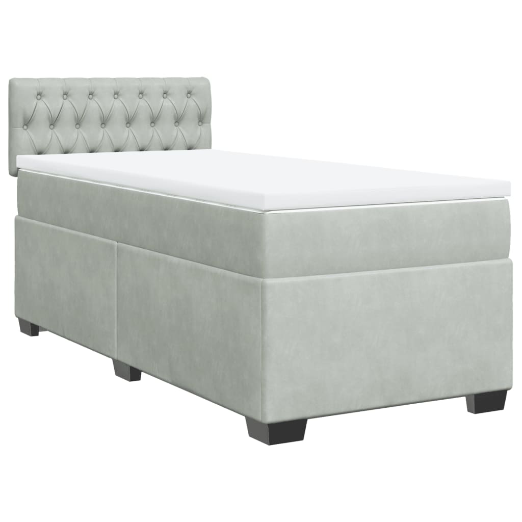 Sommier à lattes de lit et matelas Gris clair 90x200 cm Velours - XIOS