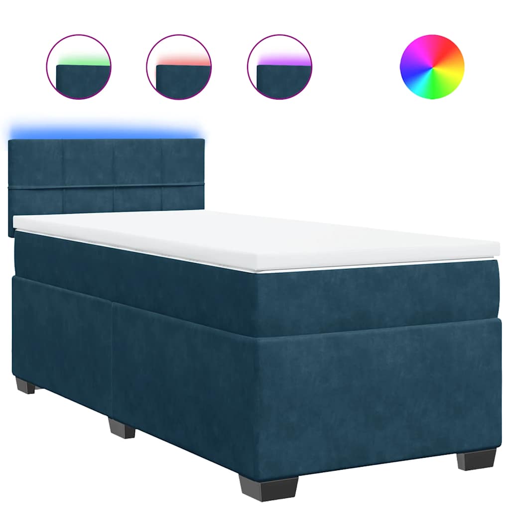 Sommier à lattes de lit avec matelas bleu 90x200 cm velours - XIOS
