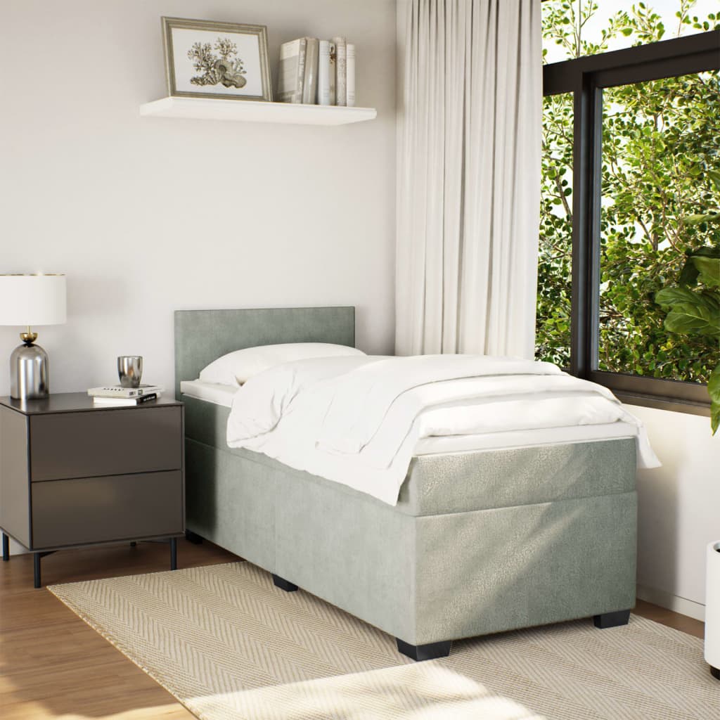 Sommier à lattes de lit et matelas Gris clair 100x200cm Velours - XIOS