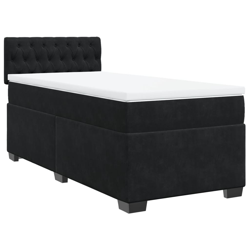 Sommier à lattes de lit avec matelas Noir 100x200 cm Velours - XIOS