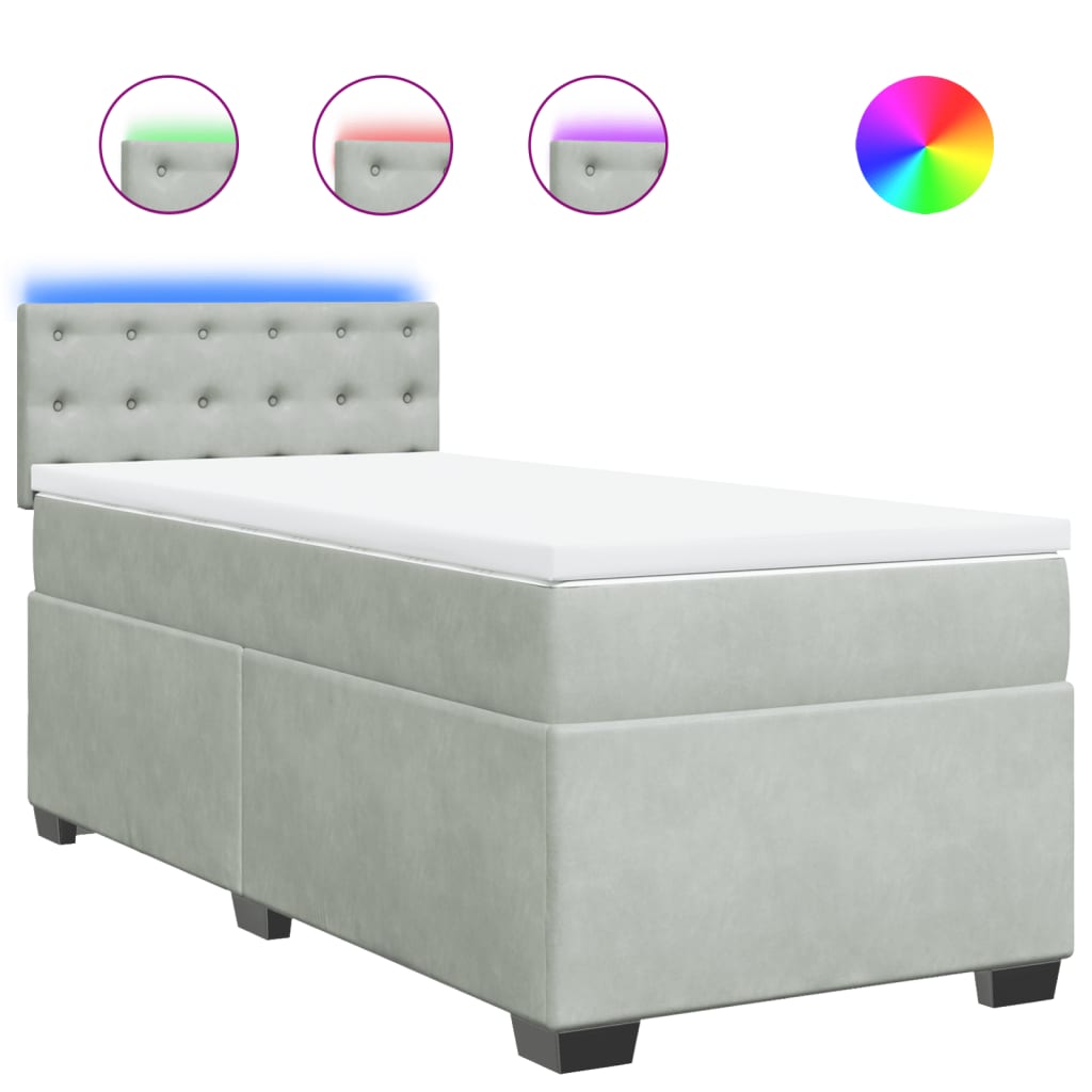 Sommier à lattes de lit et matelas Gris clair 100x200cm Velours - XIOS