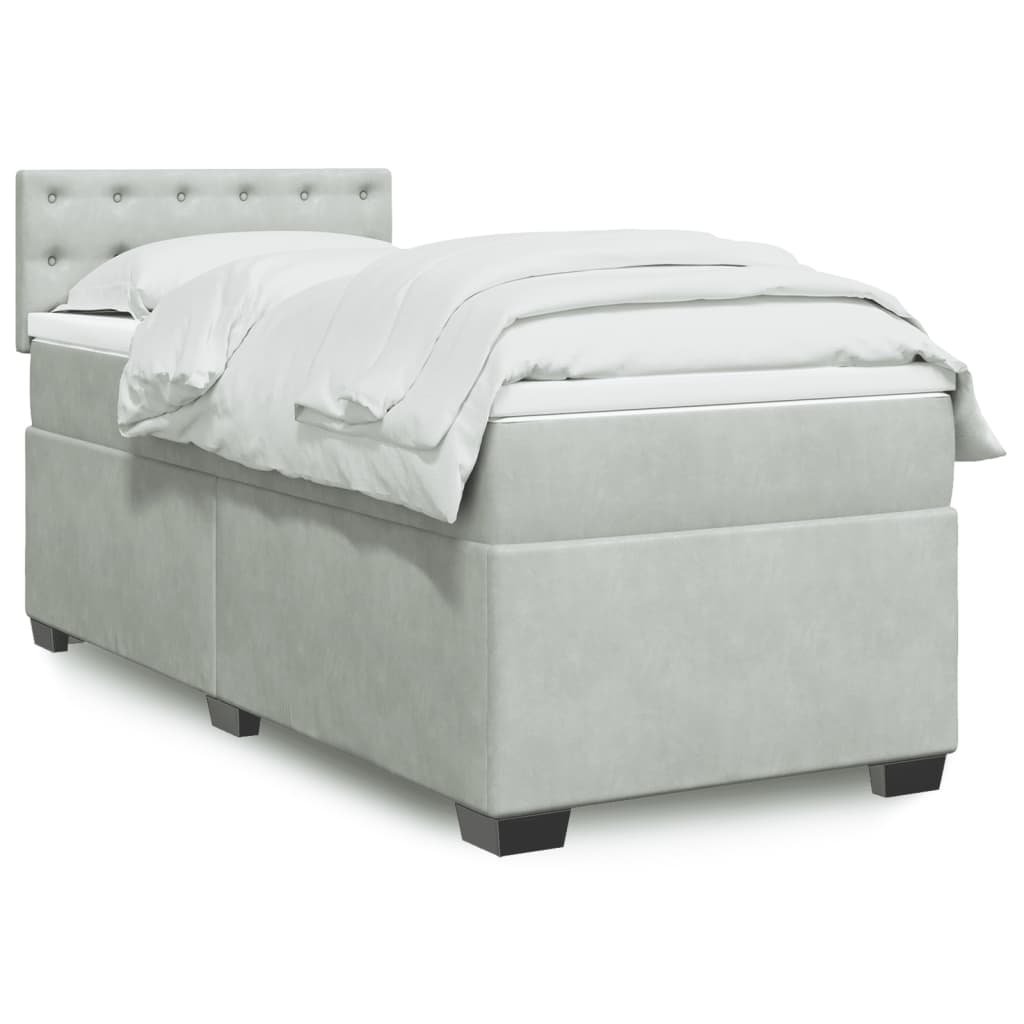 Sommier à lattes de lit et matelas Gris clair 100x200cm Velours - XIOS