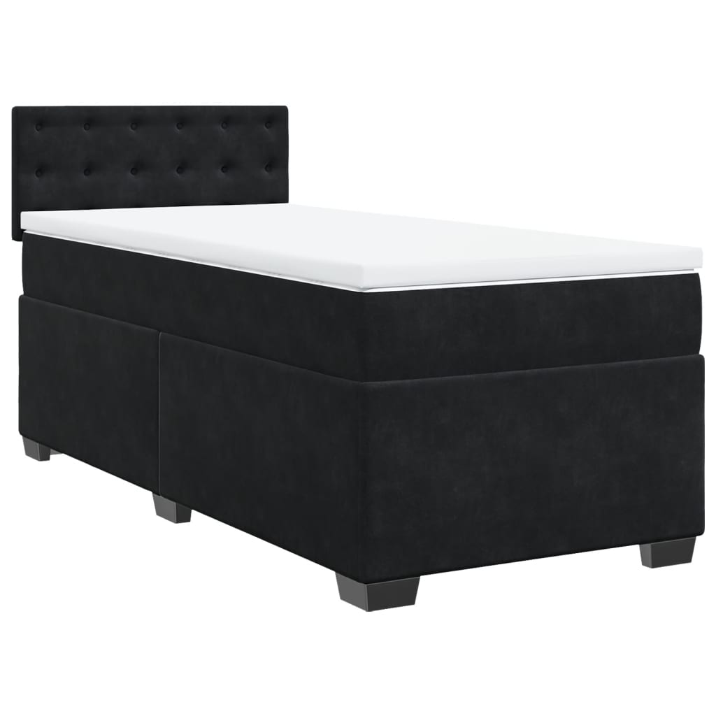 Sommier à lattes de lit avec matelas Noir 100x200 cm Velours - XIOS