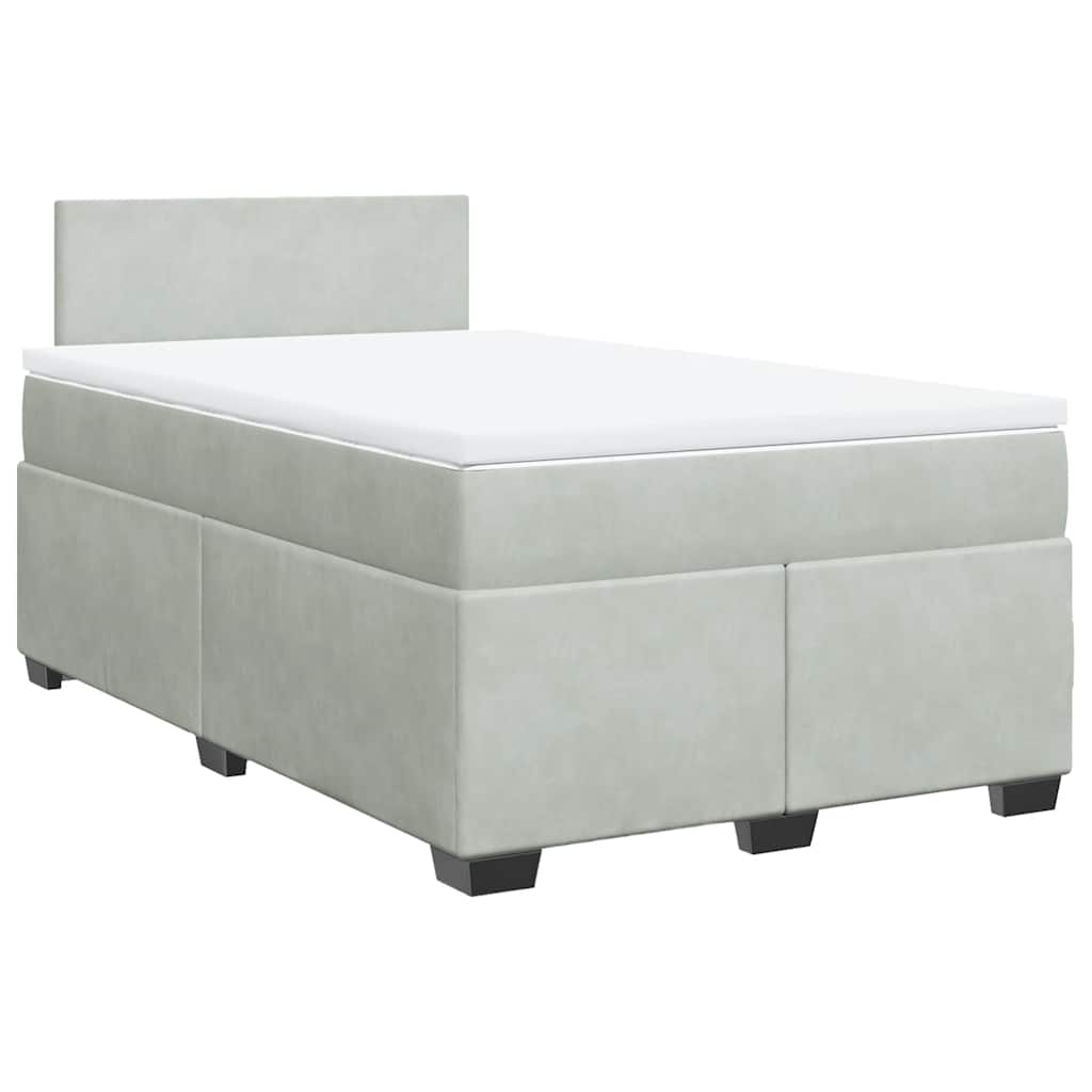 Sommier à lattes de lit et matelas gris clair 120x190cm velours - XIOS