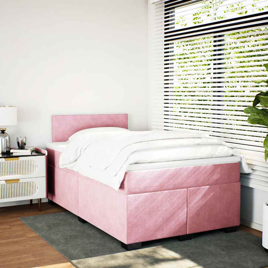 Sommier à lattes de lit avec matelas rose 120x190 cm velours - XIOS