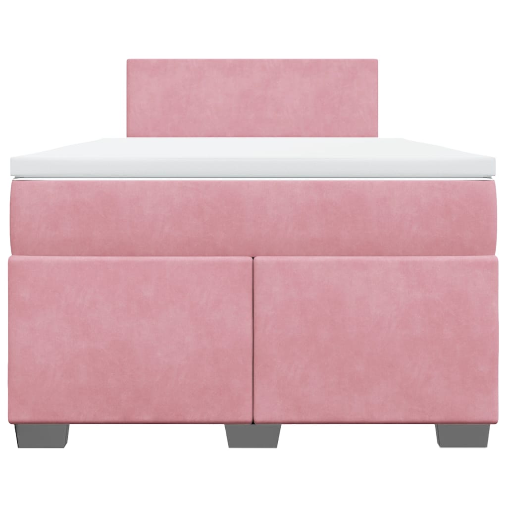 Sommier à lattes de lit avec matelas rose 120x190 cm velours - XIOS