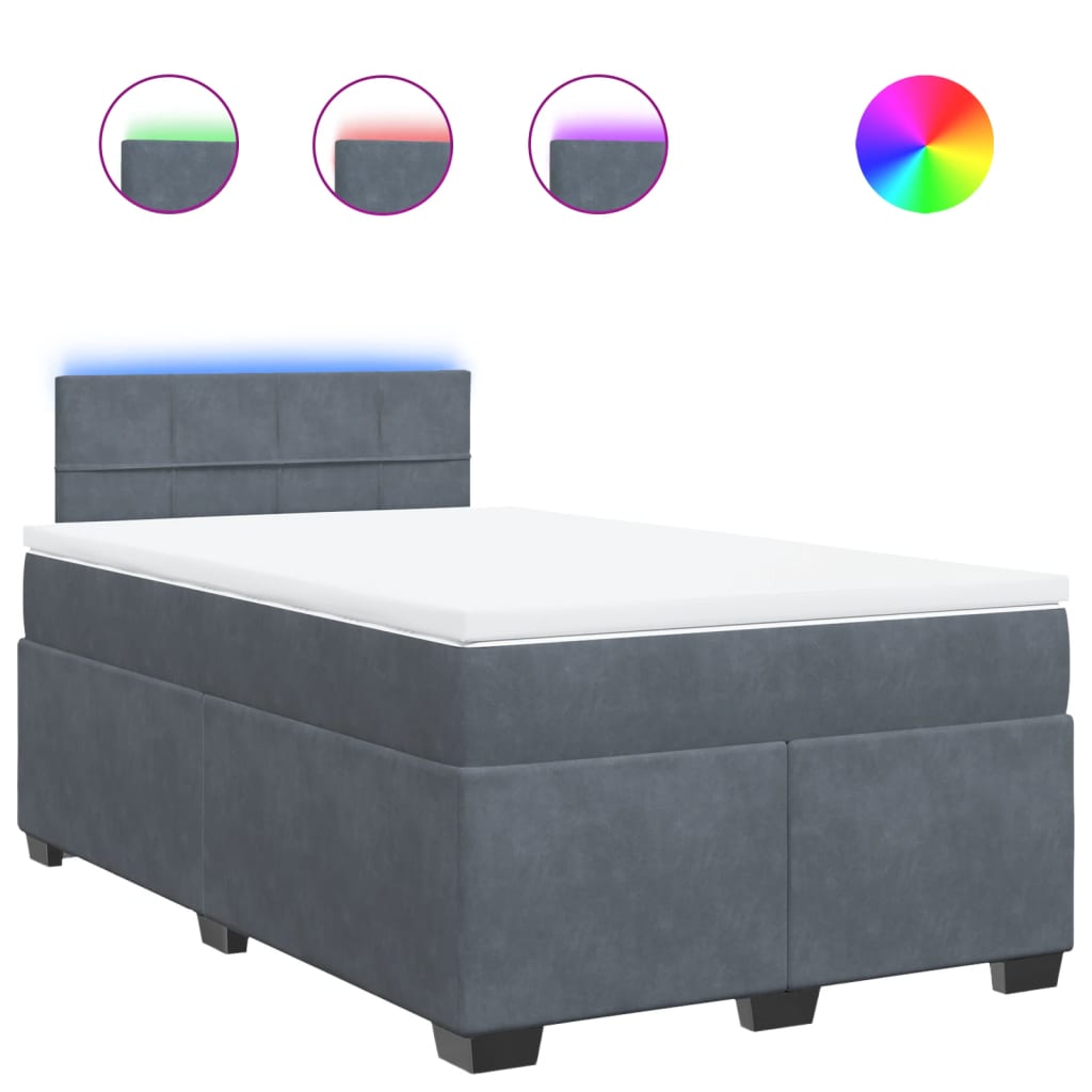 Sommier à lattes de lit et matelas gris foncé 120x190cm velours - XIOS