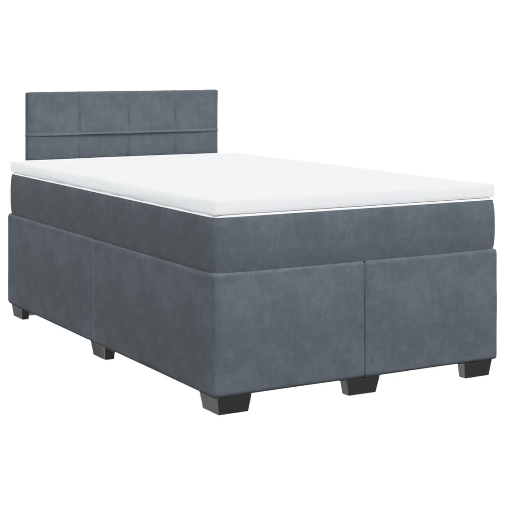 Sommier à lattes de lit et matelas gris foncé 120x190cm velours - XIOS