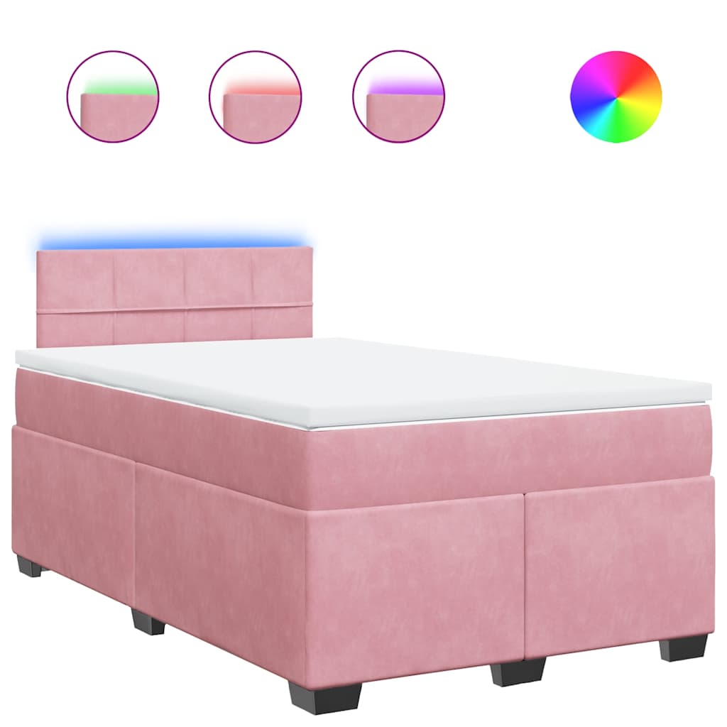 Sommier à lattes de lit avec matelas rose 120x190 cm velours - XIOS