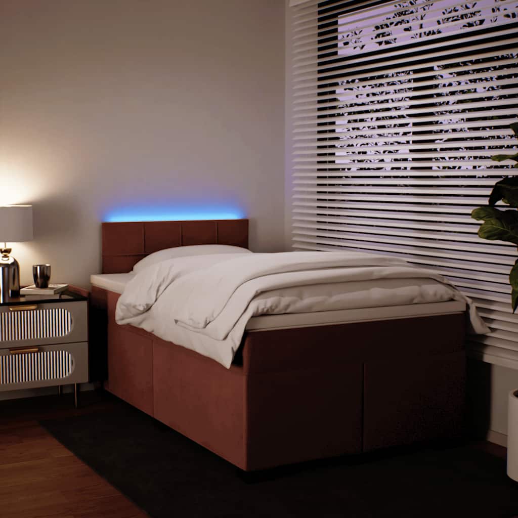 Sommier à lattes de lit avec matelas rose 120x190 cm velours