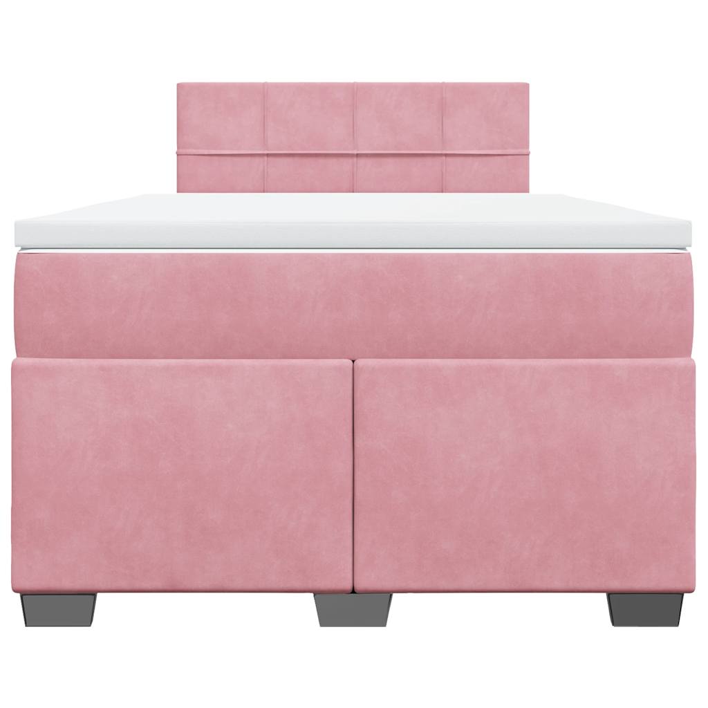 Sommier à lattes de lit avec matelas rose 120x190 cm velours