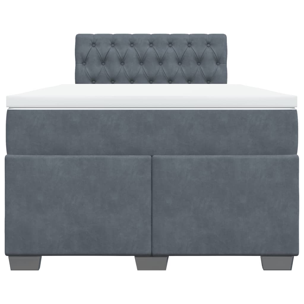 Sommier à lattes de lit et matelas gris foncé 120x190cm velours - XIOS