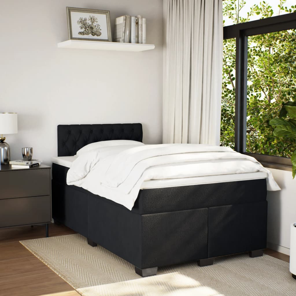 Sommier à lattes de lit avec matelas noir 120x190 cm velours - XIOS