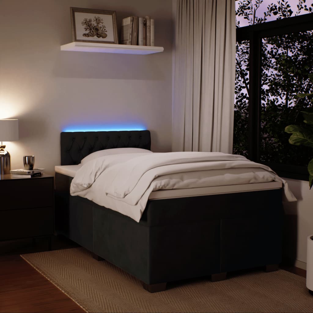 Sommier à lattes de lit avec matelas noir 120x190 cm velours - XIOS