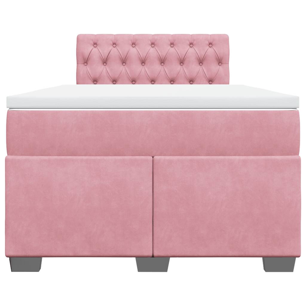 Sommier à lattes de lit avec matelas rose 120x190 cm velours