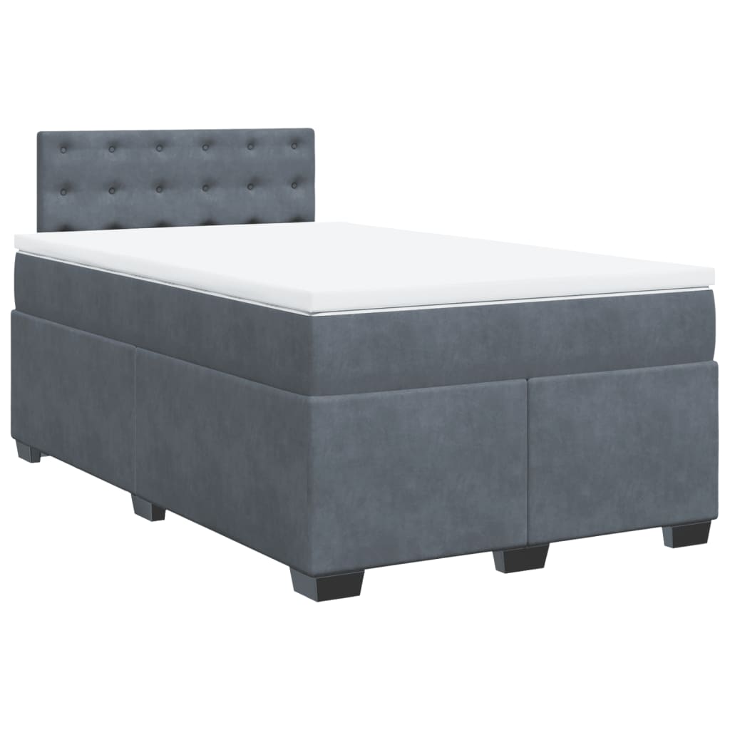 Sommier à lattes de lit et matelas gris foncé 120x190cm velours - XIOS