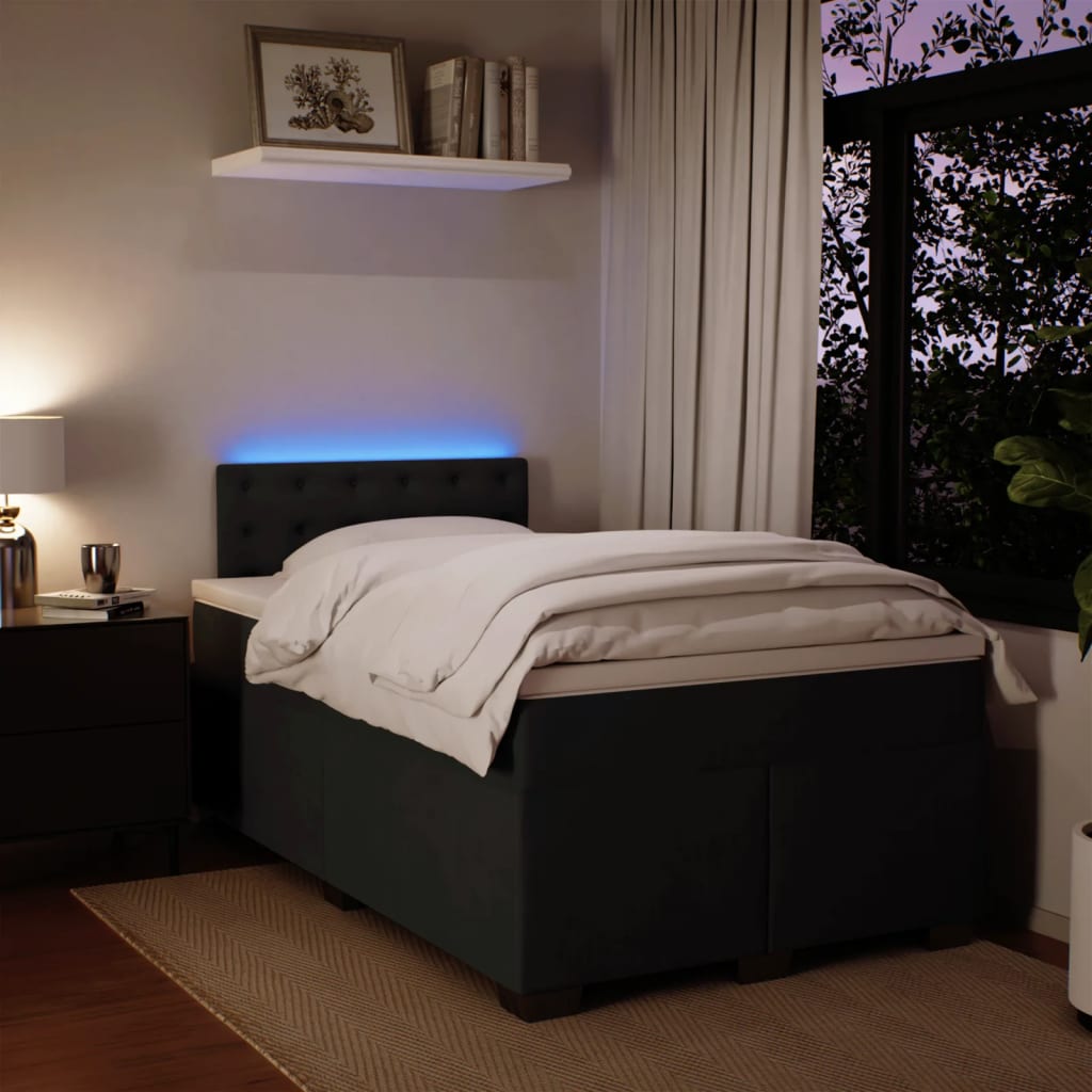 Sommier à lattes de lit avec matelas noir 120x190 cm velours - XIOS