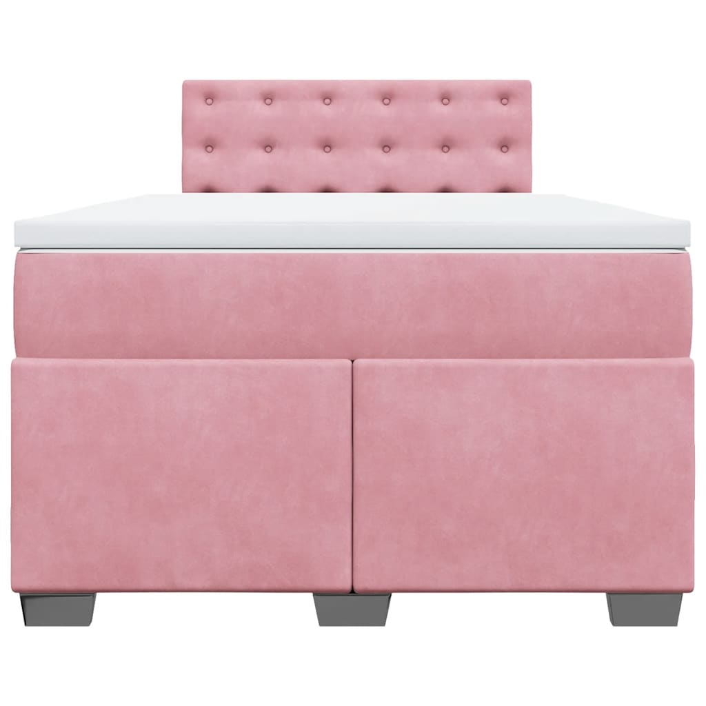 Sommier à lattes de lit avec matelas rose 120x190 cm velours