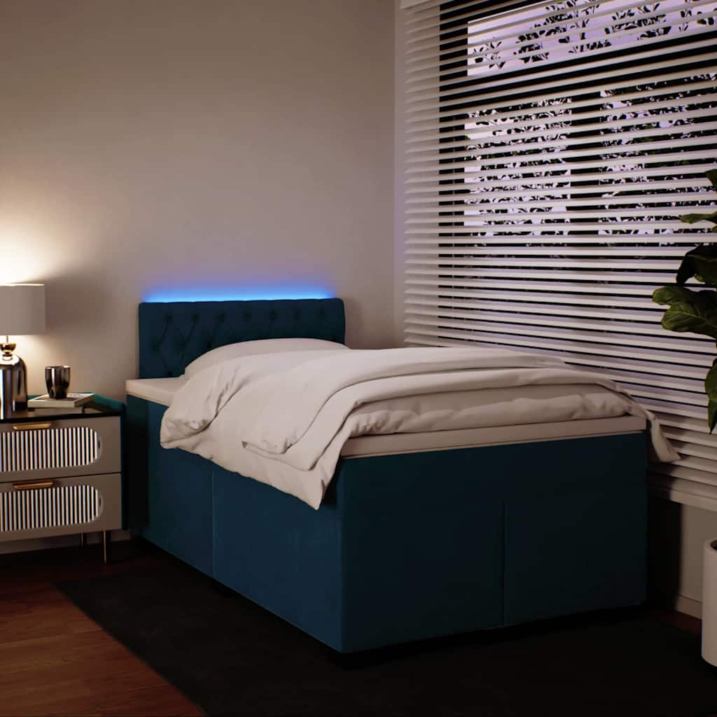 Sommier à lattes de lit et matelas bleu 120x200 cm velours - XIOS