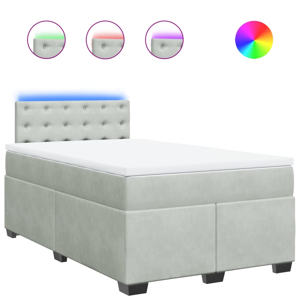 Sommier à lattes de lit et matelas Gris clair 120x200cm Velours - XIOS