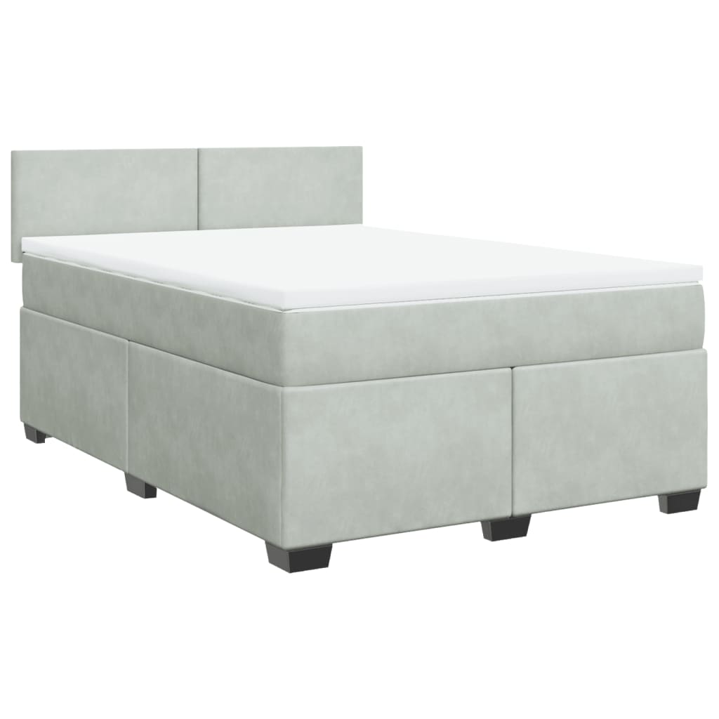 Sommier à lattes de lit et matelas Gris clair 140x190cm Velours - XIOS