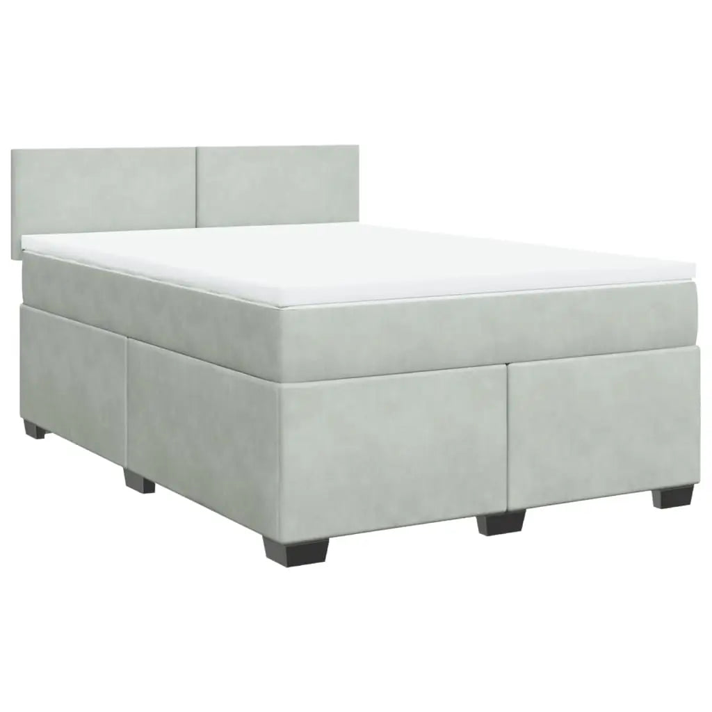 Sommier à lattes de lit et matelas Gris clair 140x190cm Velours - XIOS
