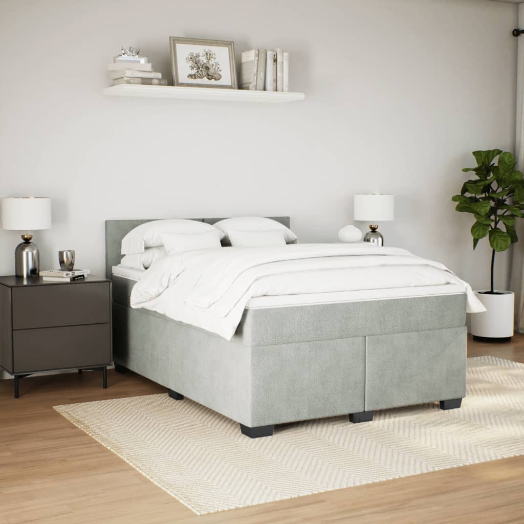 Sommier à lattes de lit et matelas Gris clair 140x190cm Velours - XIOS