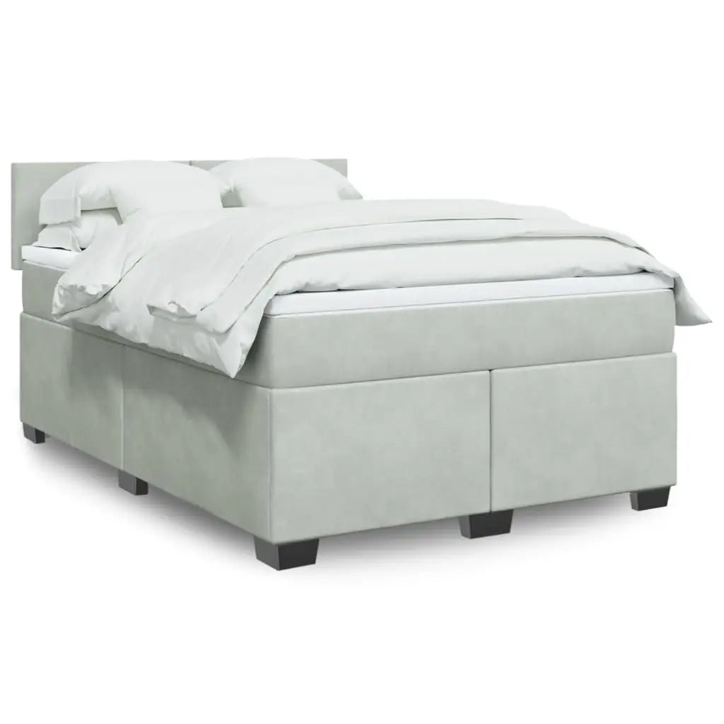 Sommier à lattes de lit et matelas Gris clair 140x190cm Velours - XIOS