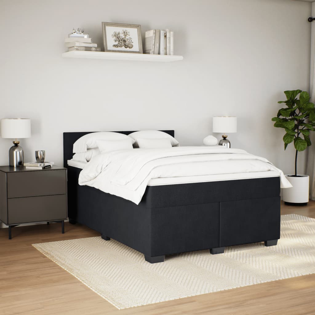Sommier à lattes de lit avec matelas Noir 140x190 cm Velours - XIOS