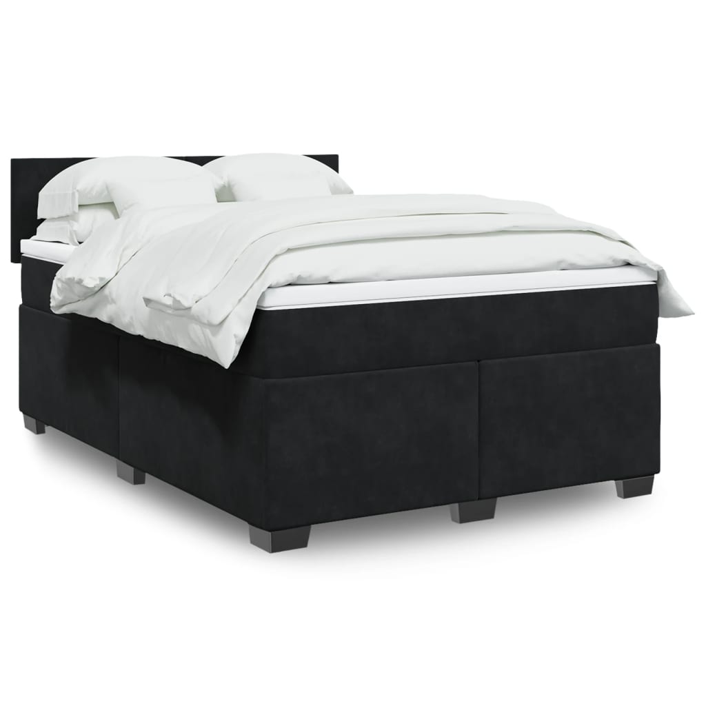 Sommier à lattes de lit avec matelas Noir 140x190 cm Velours - XIOS