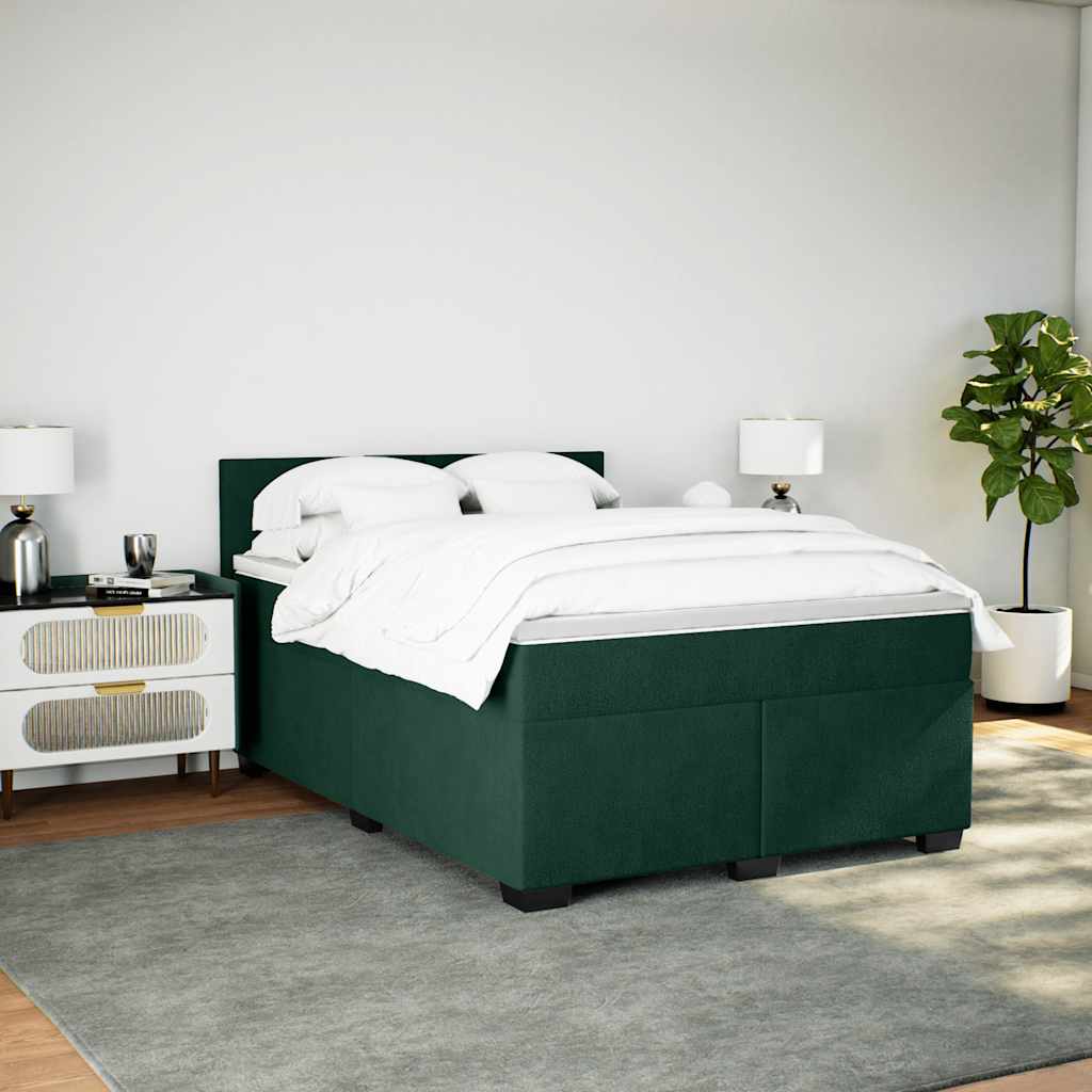 Sommier à lattes de lit et matelas Vert foncé 140x190cm Velours - XIOS
