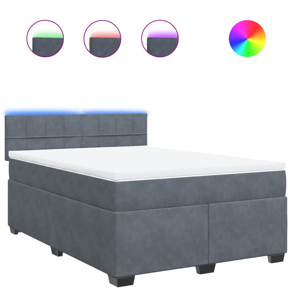Sommier à lattes de lit et matelas Gris foncé 140x190cm Velours - XIOS